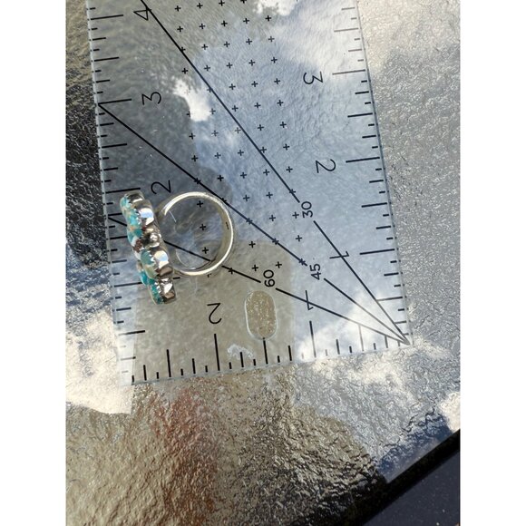 Artisan Sea Sediment Jasper Wild Horse turquoise SS 925 Statement cluster Ring - Picture 5 of 10